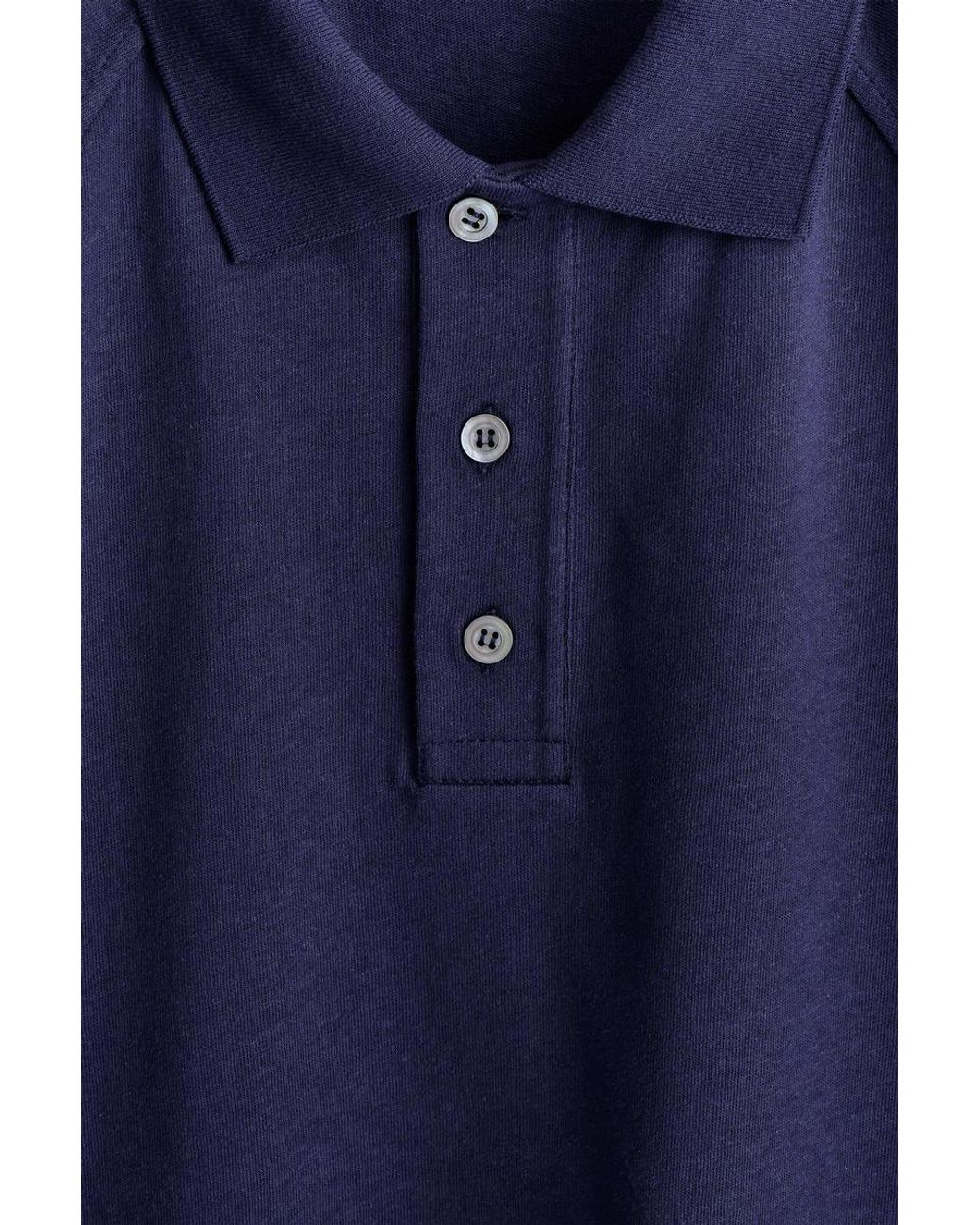 COS Blue Relaxed Cotton-Linen Polo Shirt for men