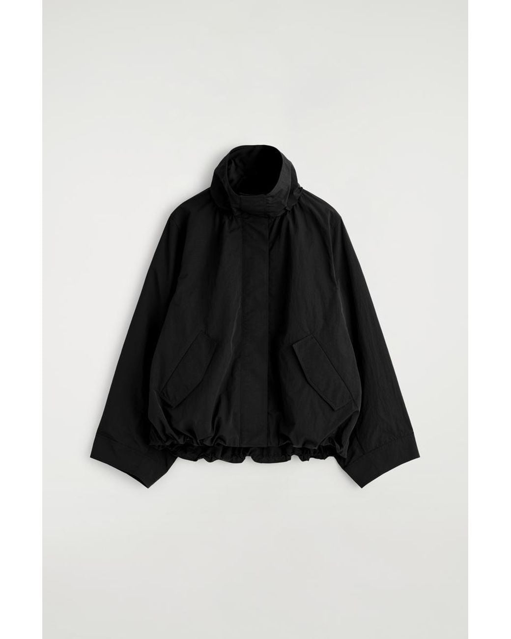 COS Nylon Funnel-Neck Jacket in Black | Lyst