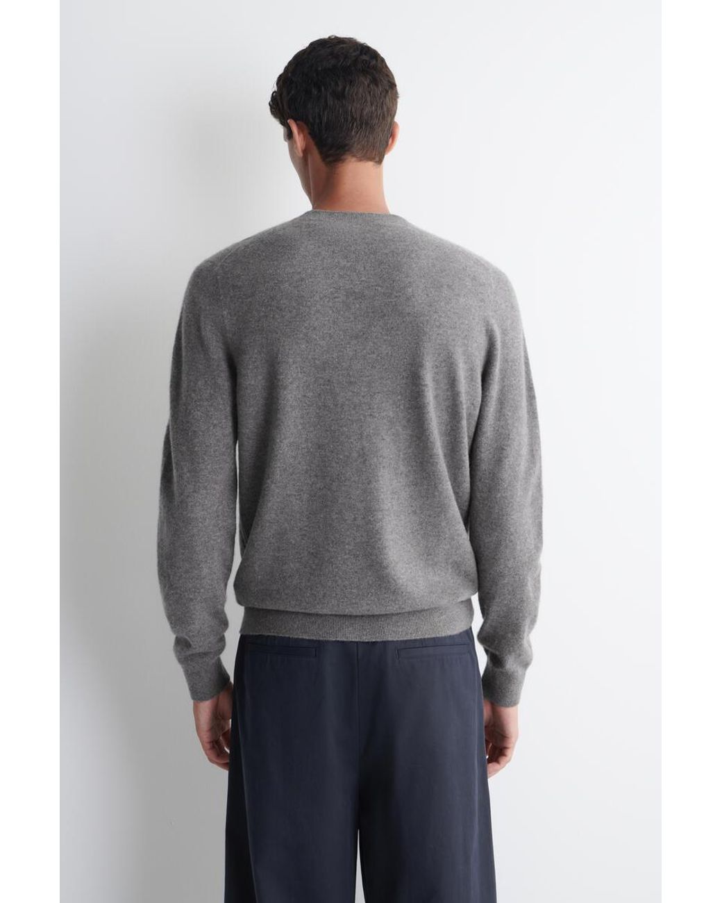 COS Gray Cashmere Crew-Neck Jumper for men