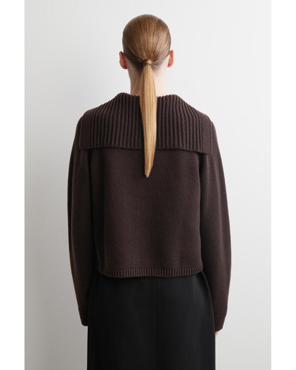 COS Black Sailor-Collar Wool Cardigan
