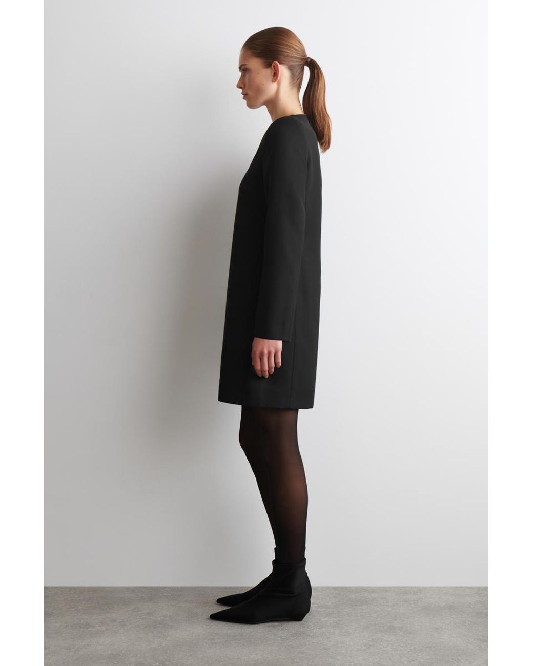 COS Black Tailored Wool-Blend Mini Dress