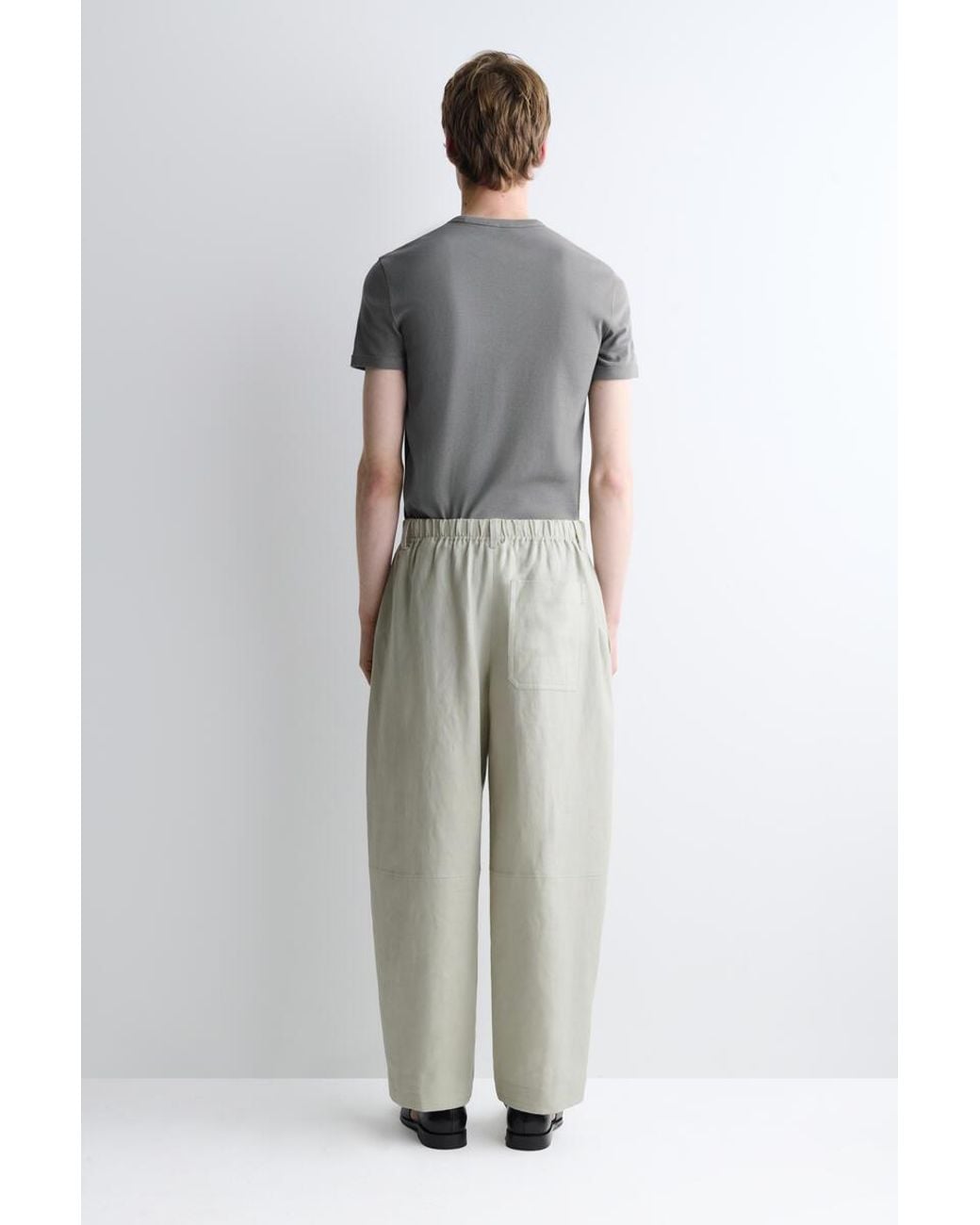 COS White Linen Relaxed-Fit Barrel-Leg Pants for men