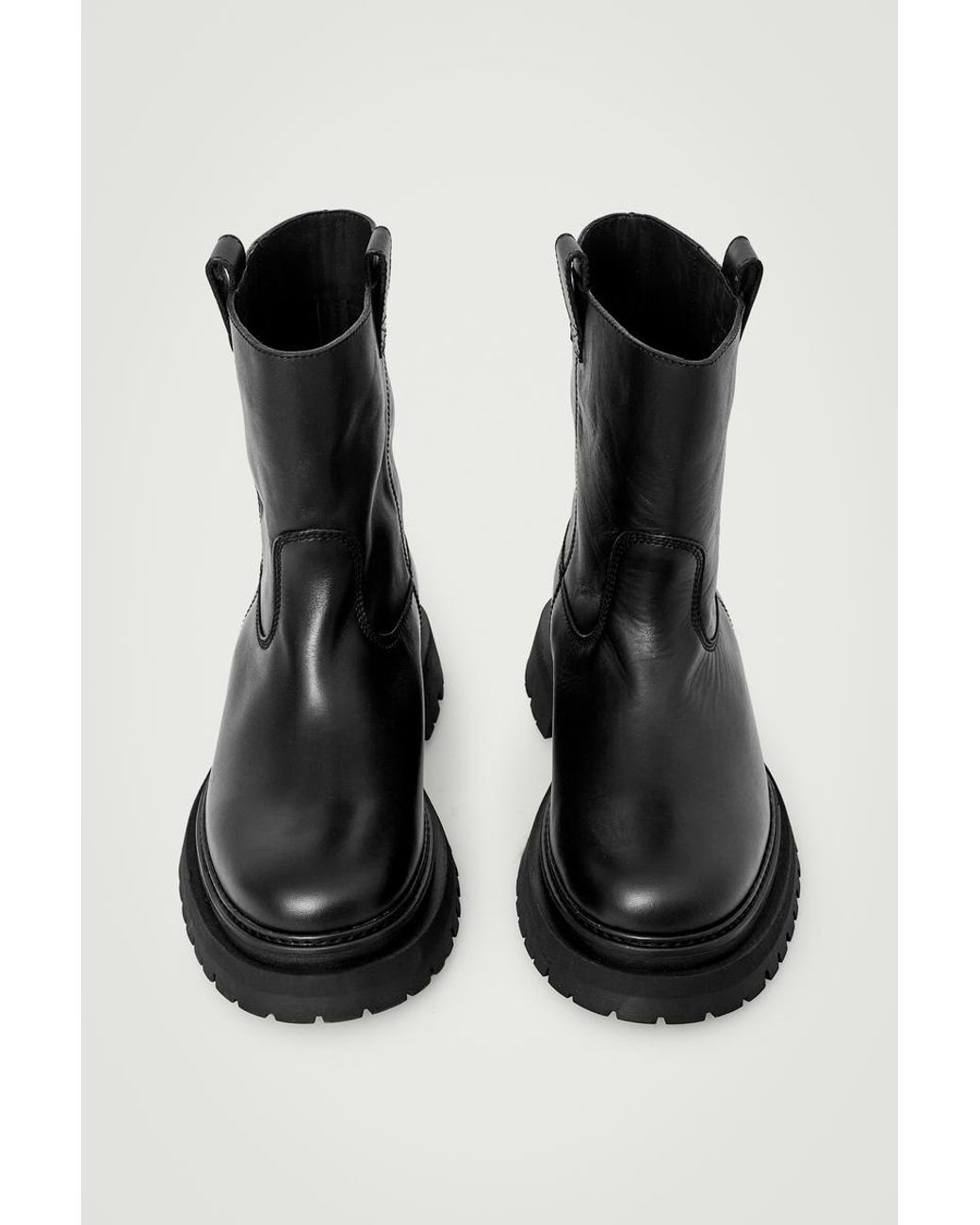 COS Leather Moto Boots in Black for Men | Lyst