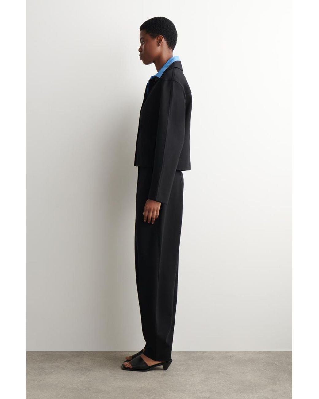 COS Black Jersey Tulip Trousers