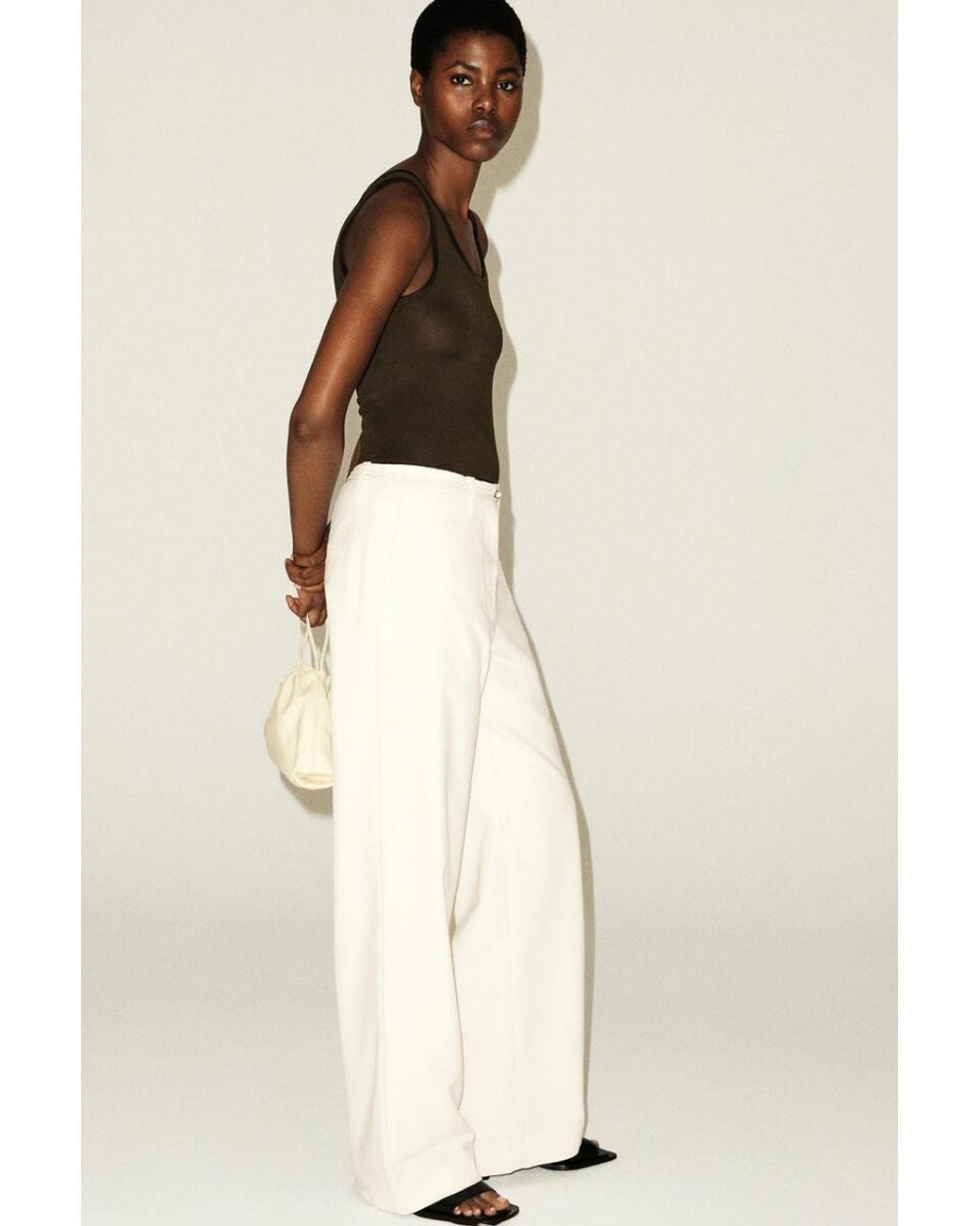 COS Natural Textured Slim Straight-Leg Pants