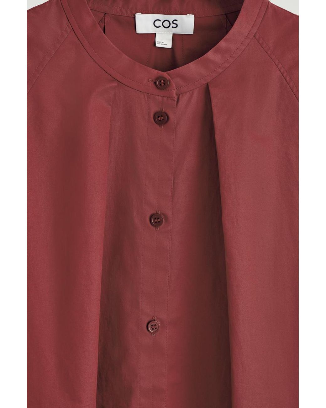 COS Red Grandad-Collar Cotton Shirt