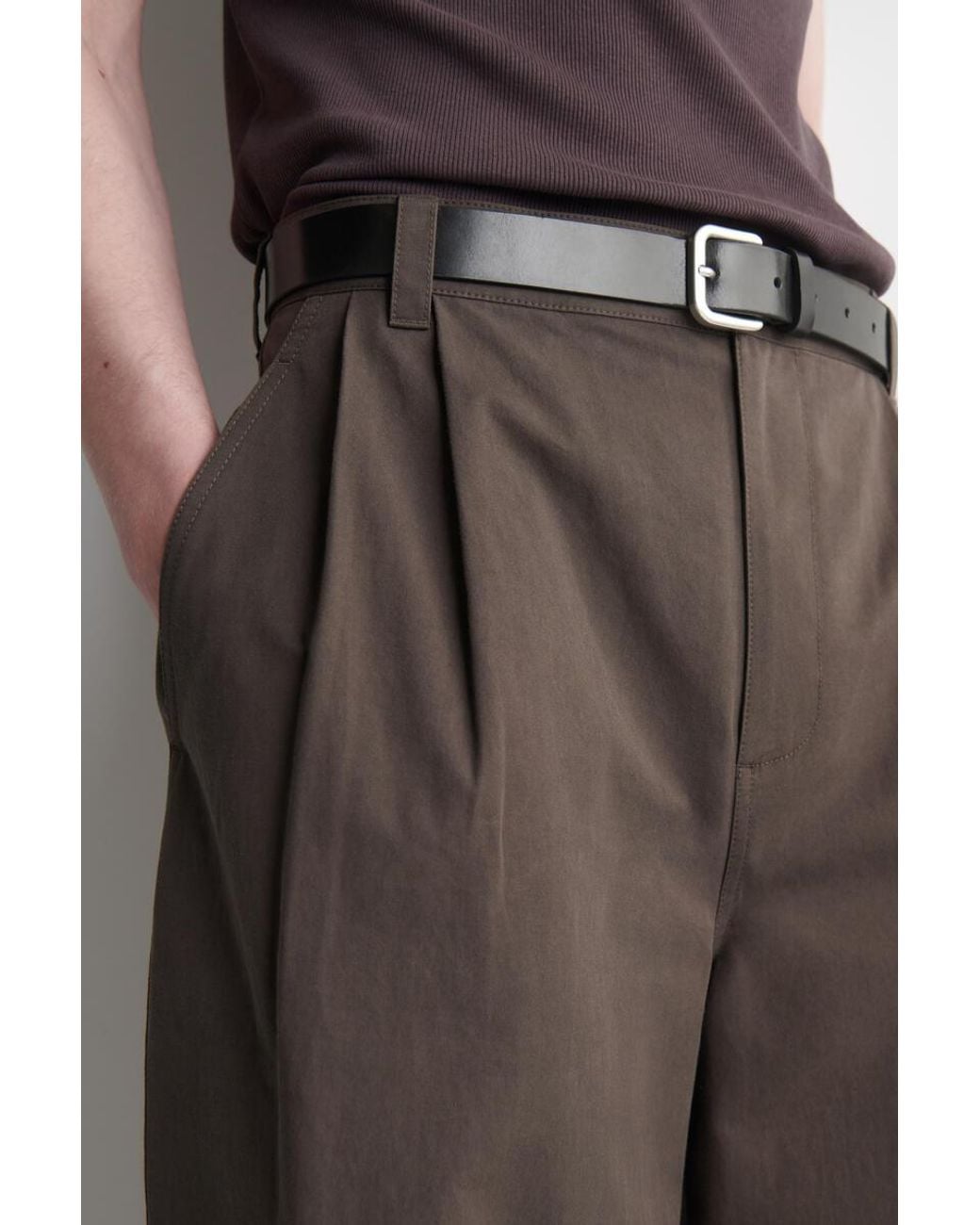 COS Brown Cotton Relaxed-Fit Barrel-Leg Utility Pants for men