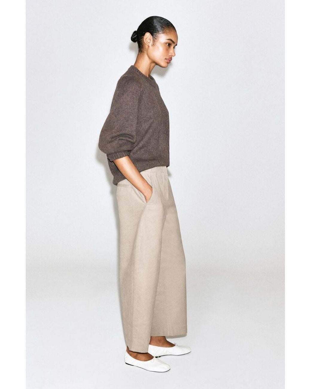 COS Natural Corduroy Barrel-Leg Pants