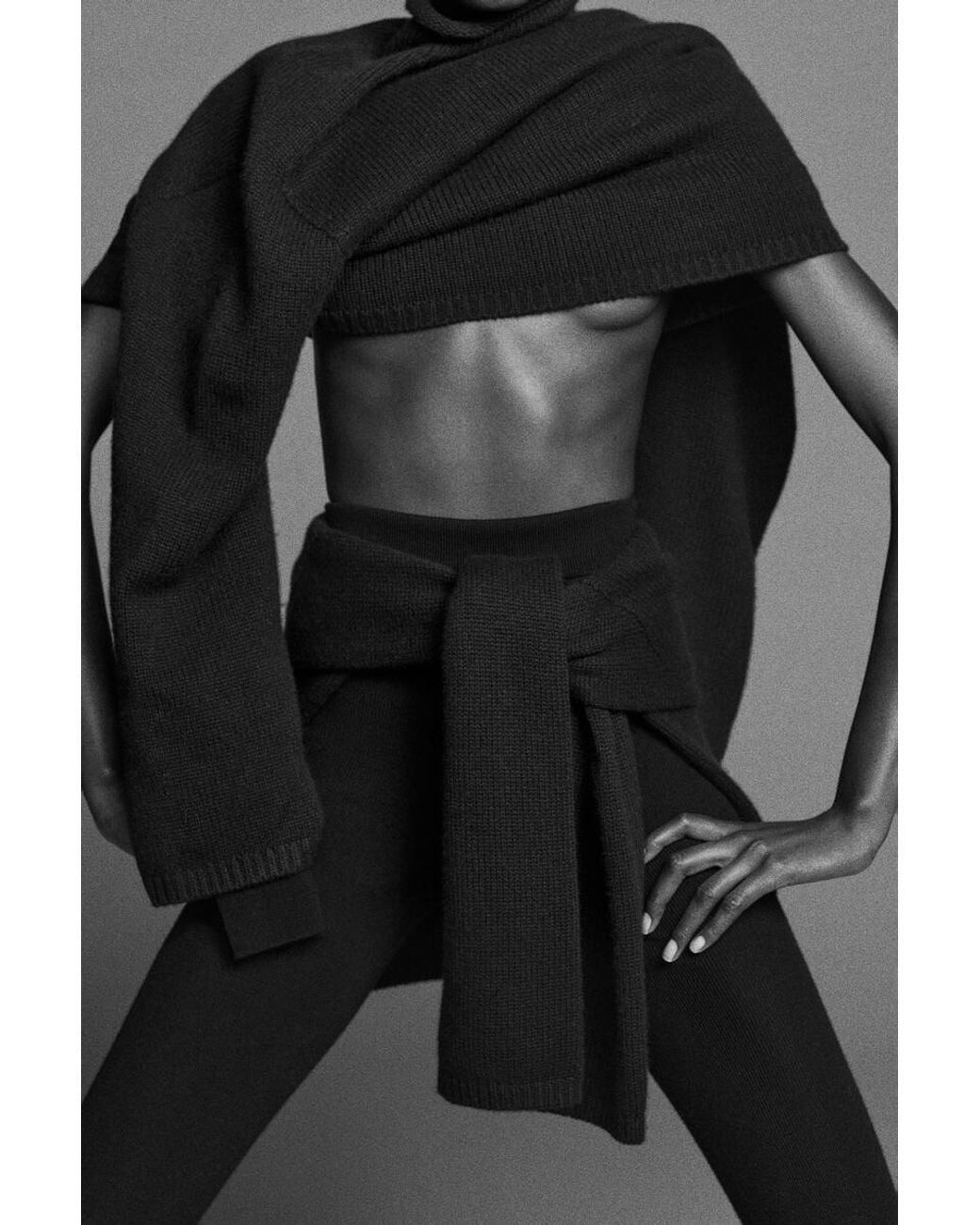 COS Black Seamless Merino Wool Leggings