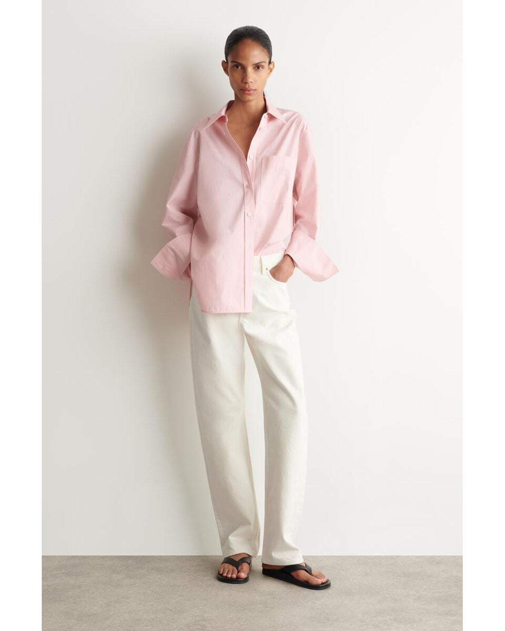 COS Pink Striped Cotton Shirt