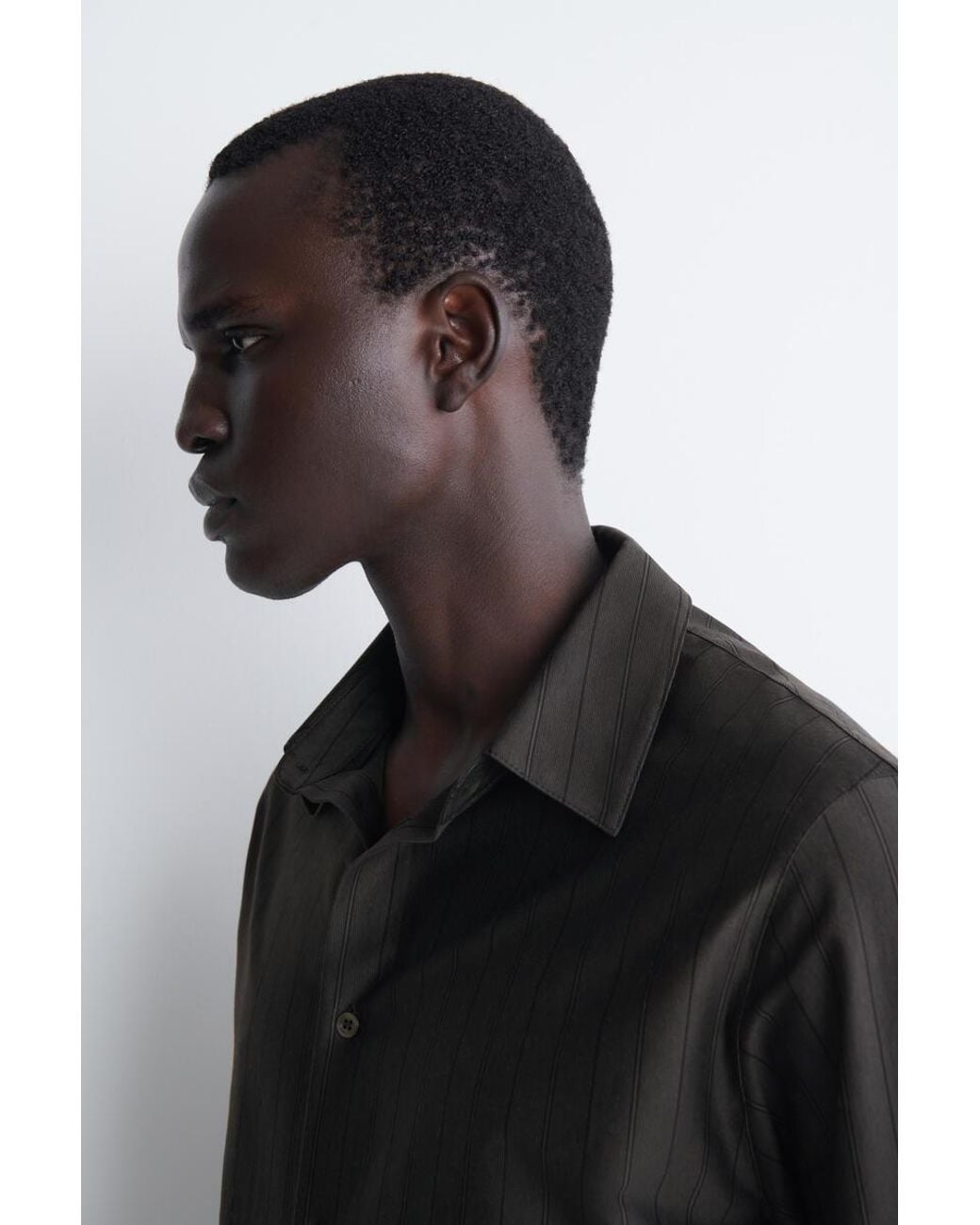 COS Black Striped Cotton-Jersey Shirt for men