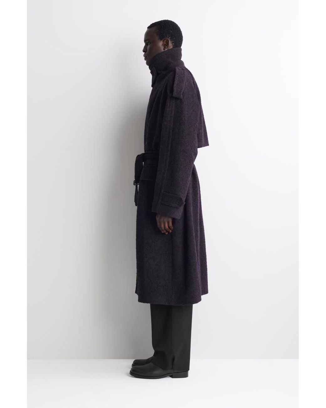 COS Blue Double-Faced Wool-Blend Herringbone Coat for men
