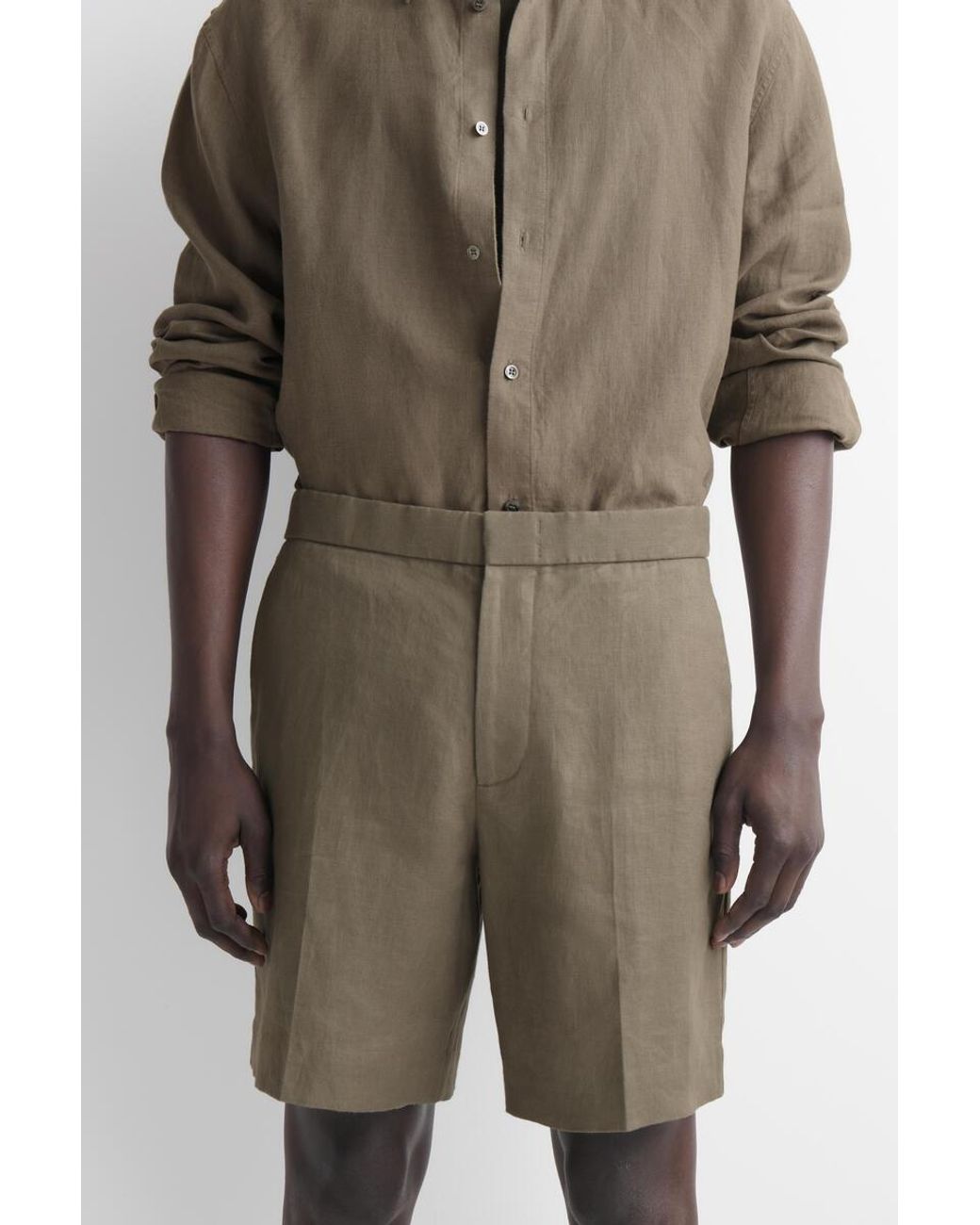 COS Green Tailored Linen Shorts for men