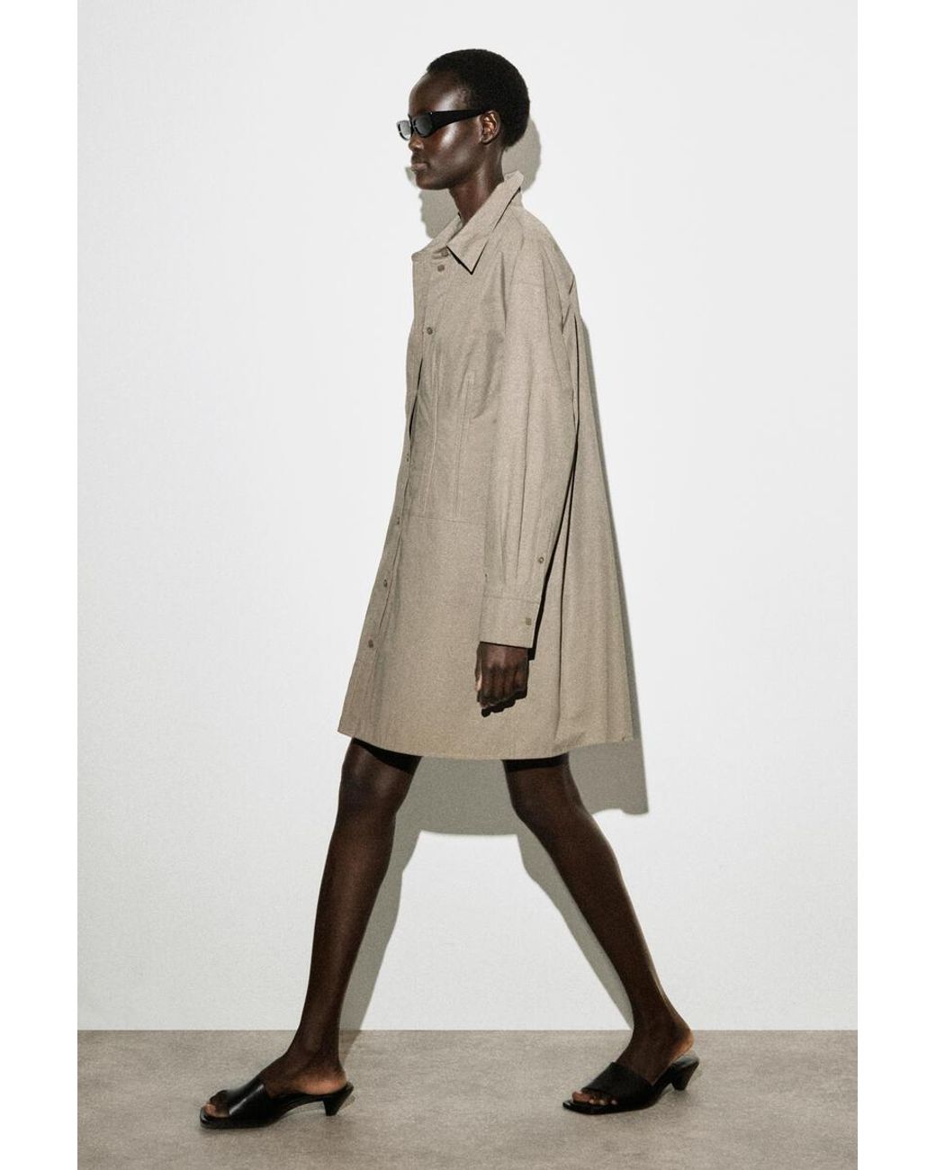 COS Natural Waisted Cotton Shirt Dress