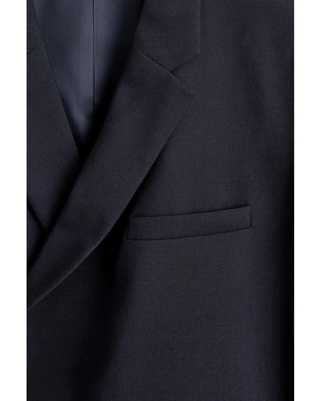 COS Blue Slim Double-Breasted Wool Blazer for men