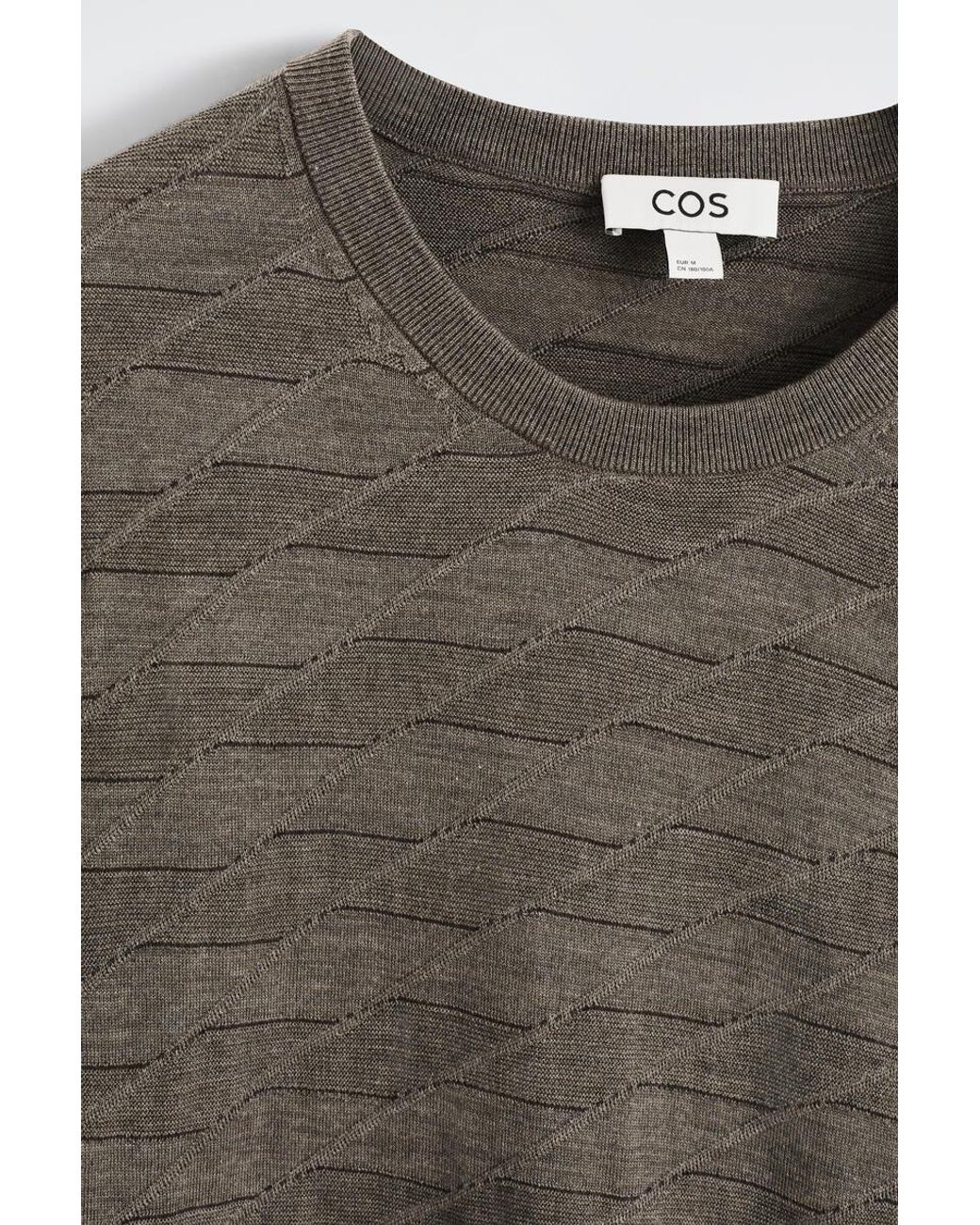 COS Brown Geometric-Knit Merino Wool Jumper for men