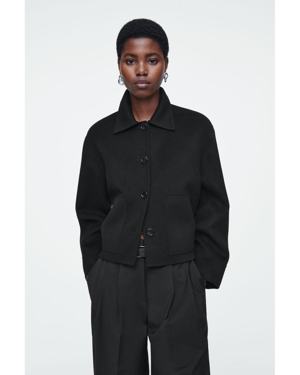 COS Boxy Double-faced Wool Jacket in Black | Lyst