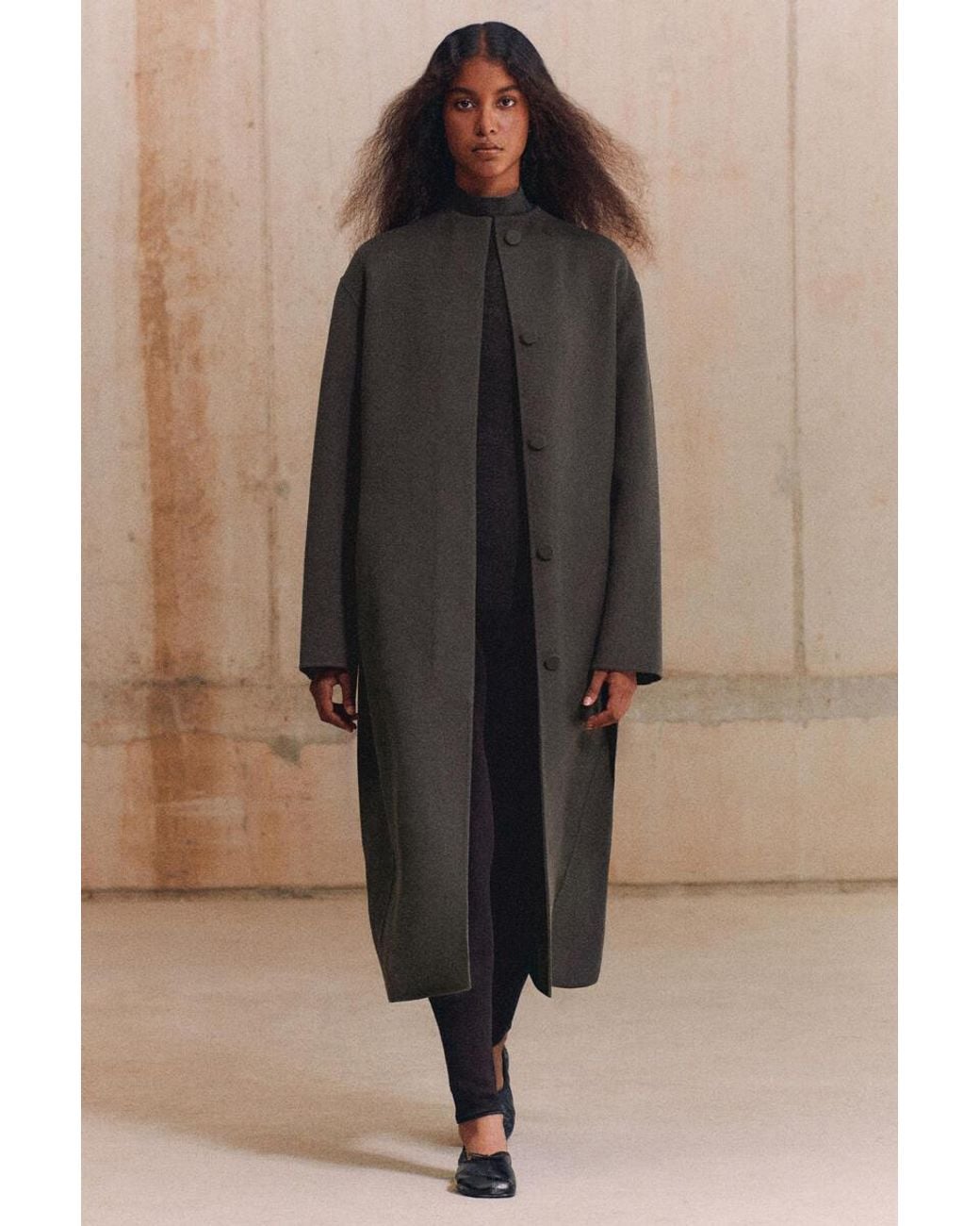 COS Brown Belted Double-Faced Wool-Blend Long Coat