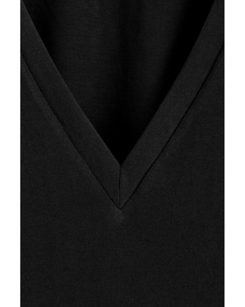 COS Black Cotton V-Neck T-Shirt