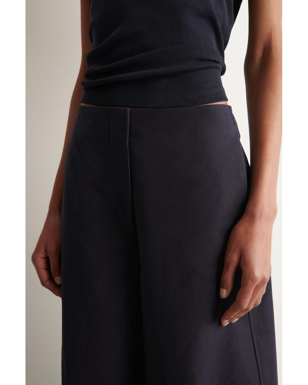 COS Blue Cropped Barrel-Leg Cotton Pants