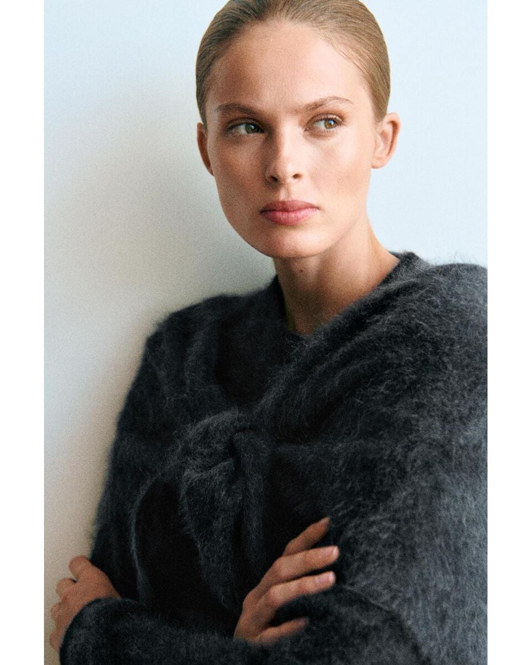COS Blue Brushed Pure Cashmere Triangle Scarf