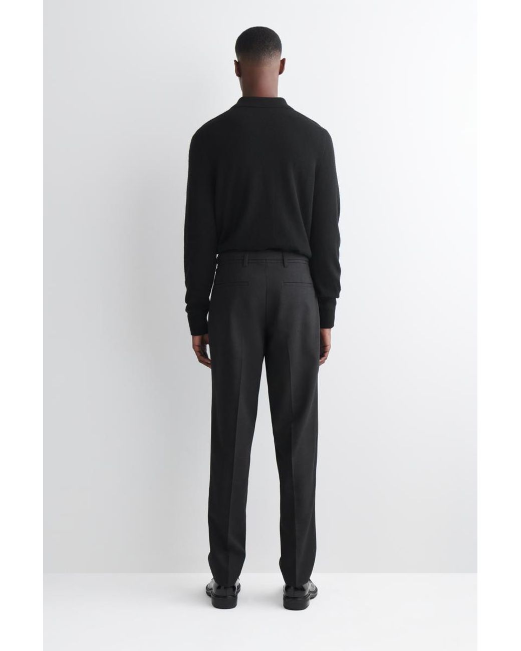 COS Black Belted Wool-Blend Slim-Fit Trousers for men