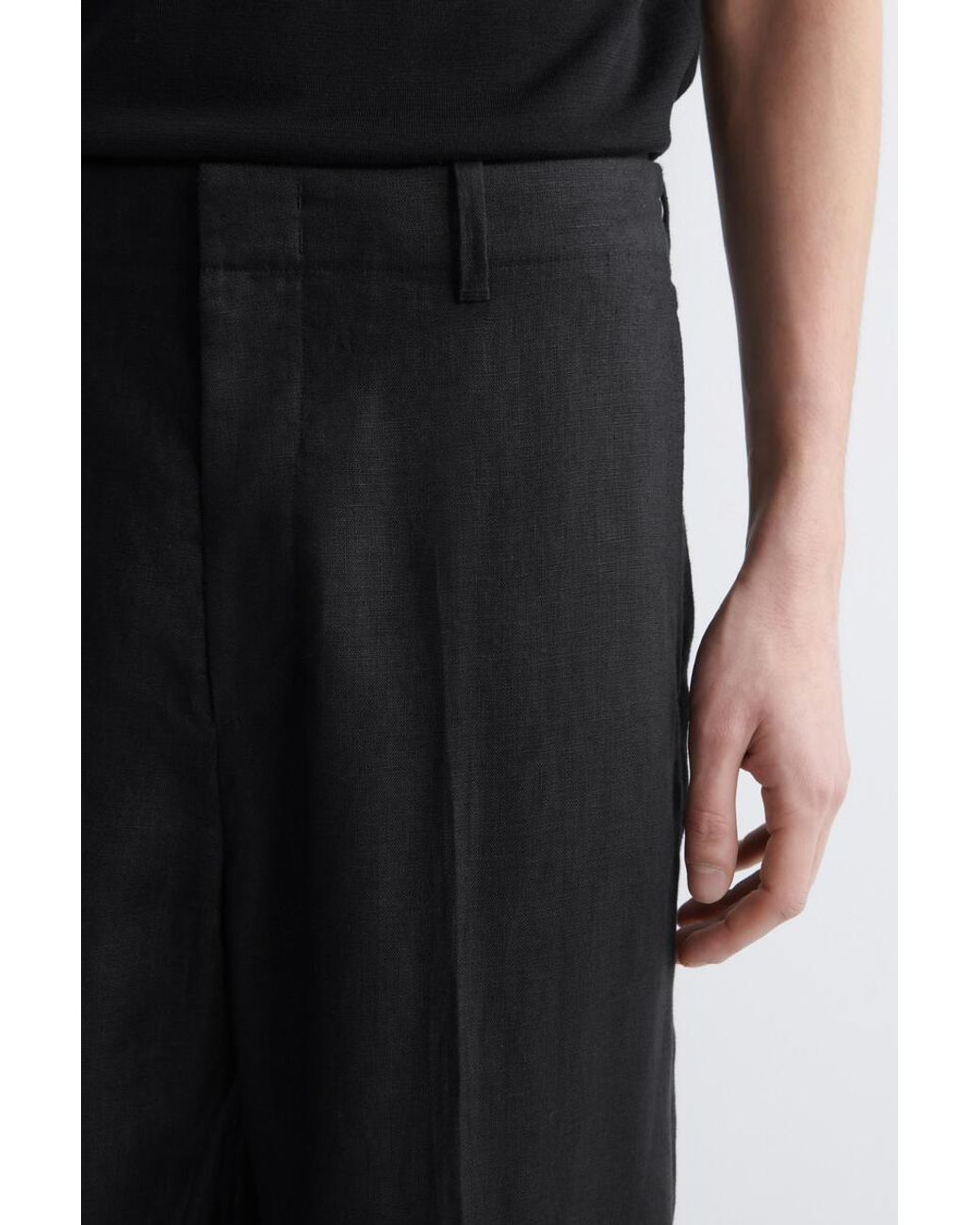 COS Black Linen Relaxed-Fit Straight-Leg Pants for men
