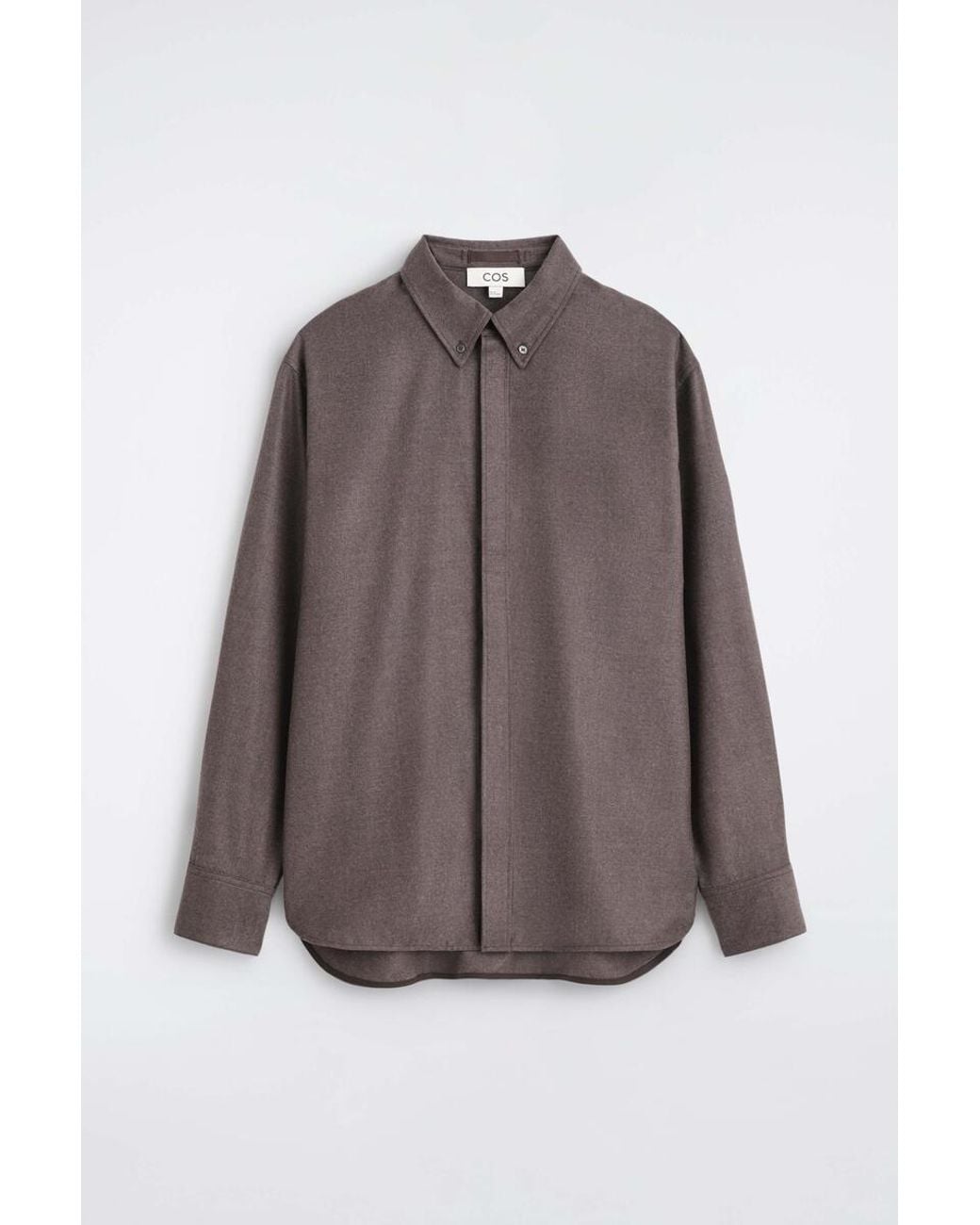 COS Brown Wool-Flannel Button-Down Collar Shirt for men
