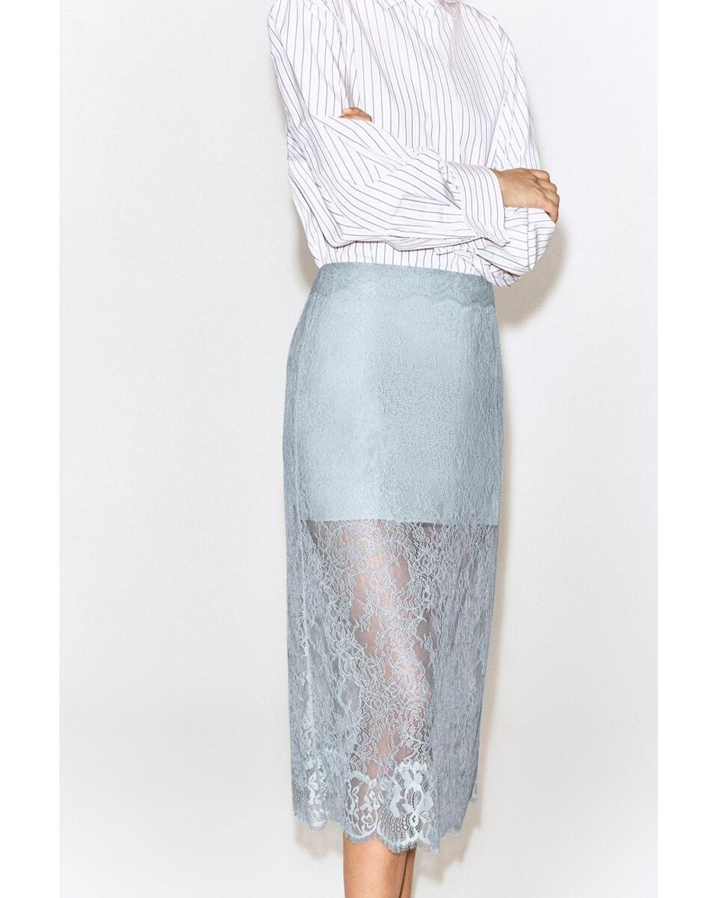 COS Blue Lace Midi Skirt