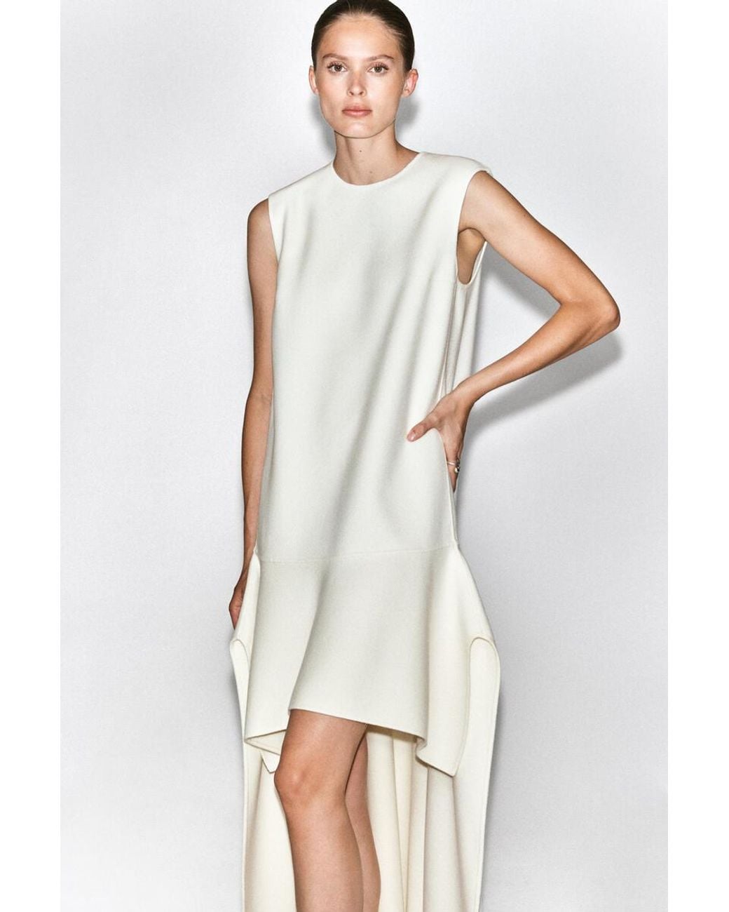 COS Natural Dropped-Waist Double-Faced Wool Dress
