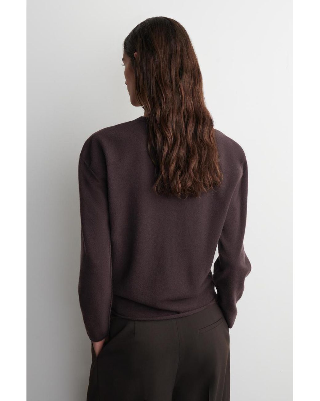 COS Brown Merino Wool Crew-Neck Sweater