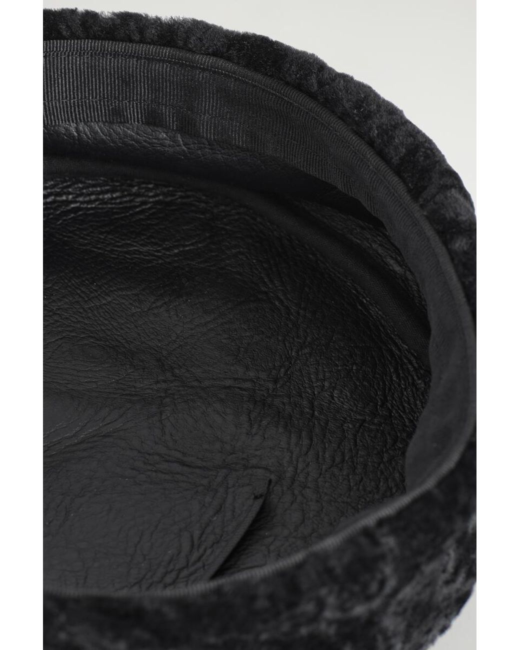 COS Black Shearling Pillbox Hat