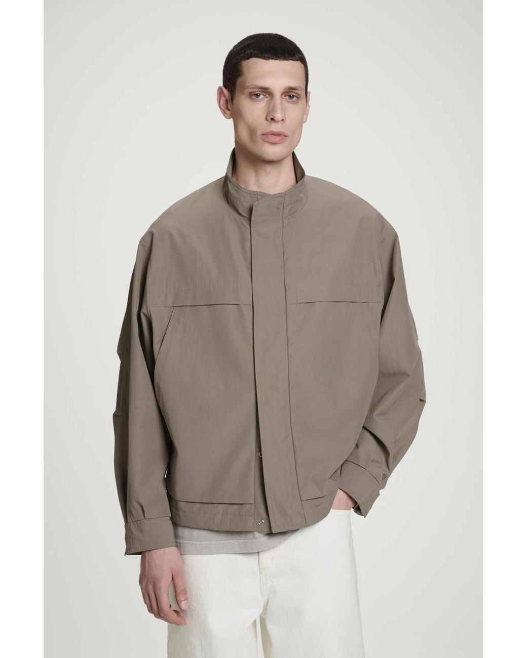 COS ツイルユーティリティボンバージャケット COS Twill Utility Bomber Jacket in Natural for Men | Lyst
