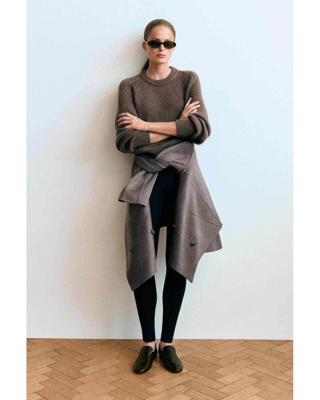 COS Brown Rounded Pure Cashmere Crew-Neck Jumper