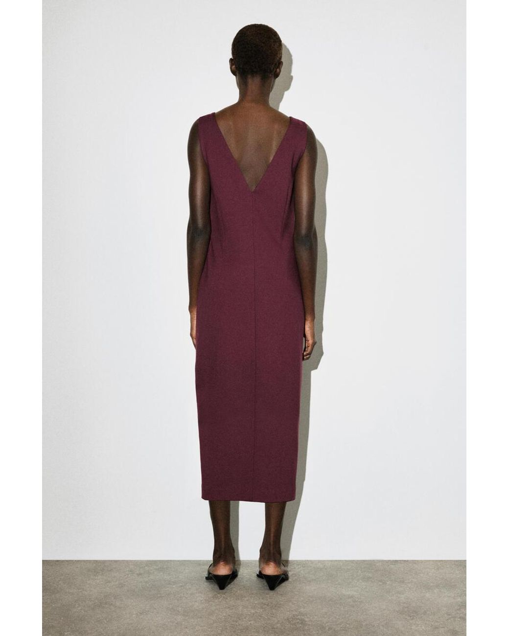 COS Purple V-Neck Wrapped Midi Dress