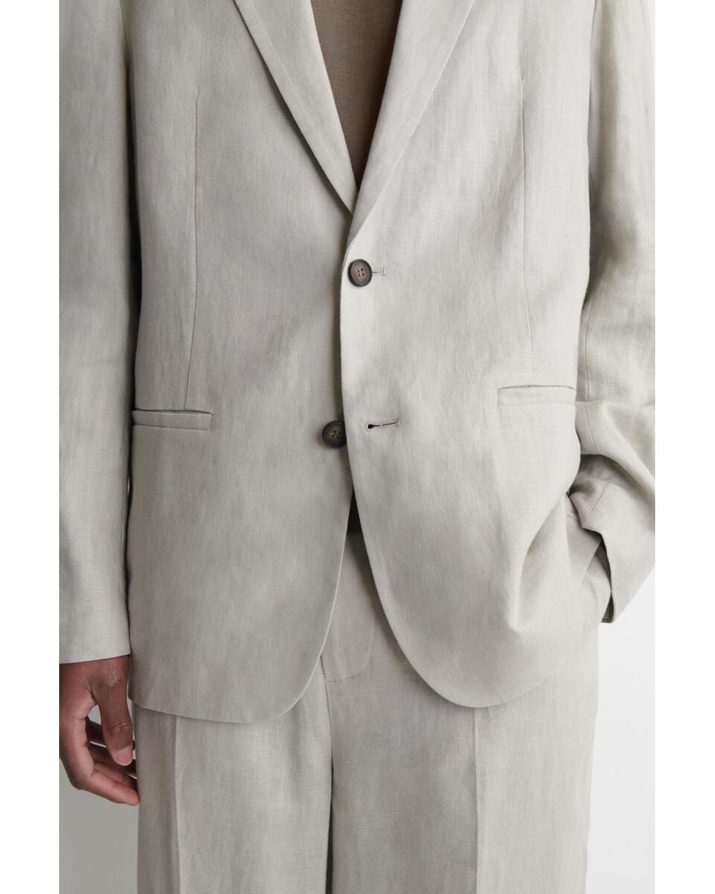 COS Green Single-Breasted Linen Blazer for men