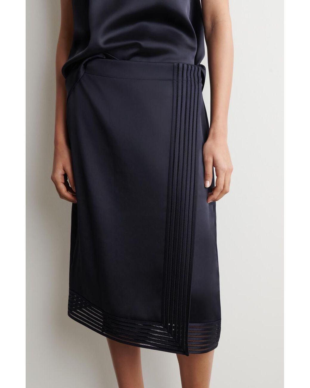 COS Blue Open-Stitch Wrap Skirt