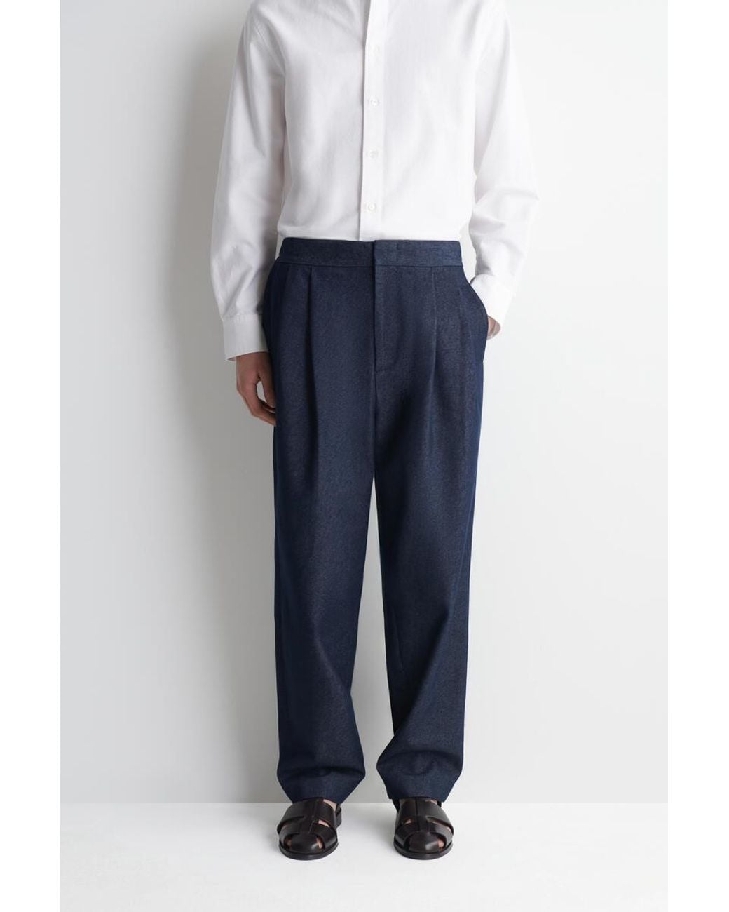 COS Blue Denim-Effect Relaxed-Fit Tapered Pants for men