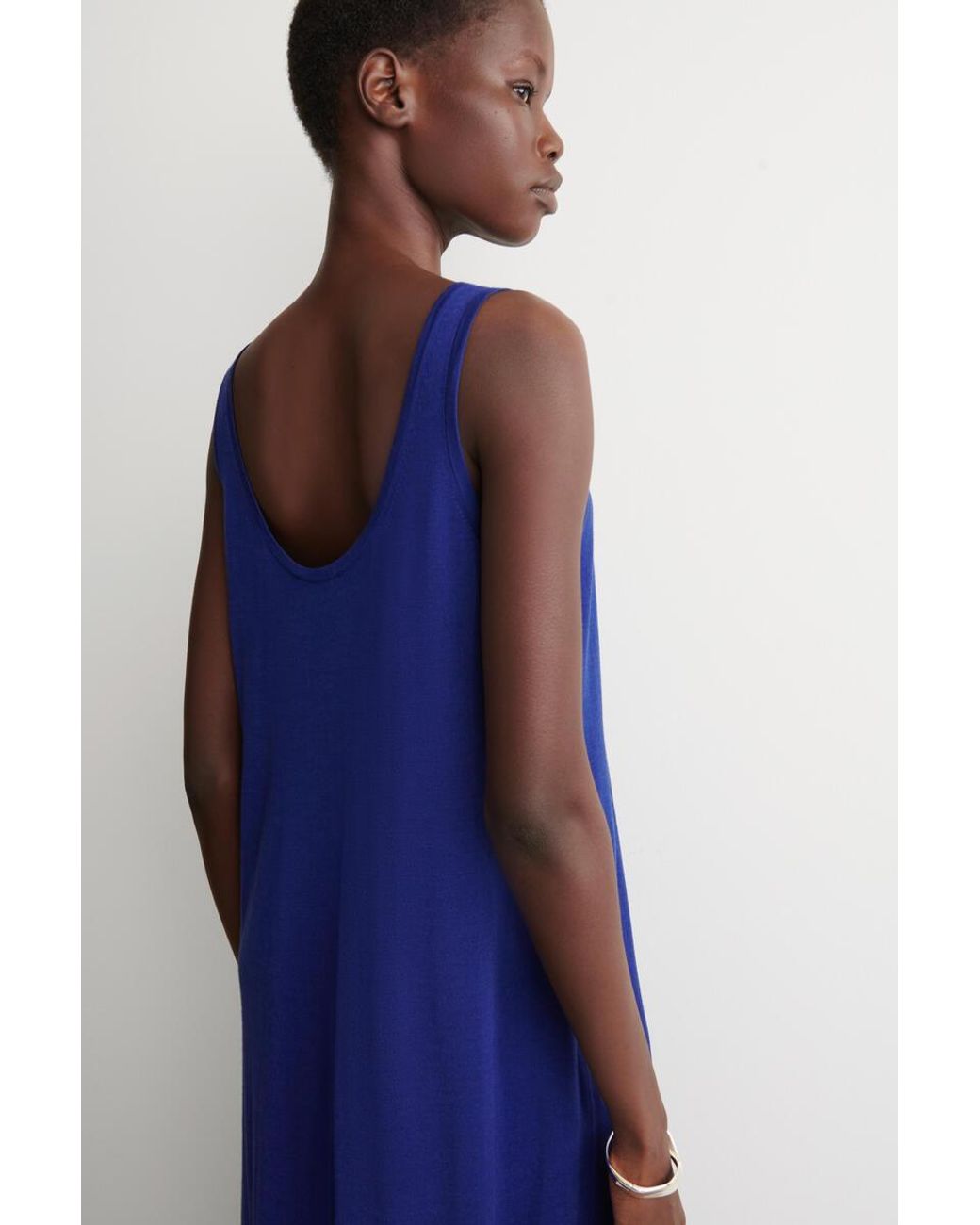 COS Blue Rounded Merino Wool Maxi Dress