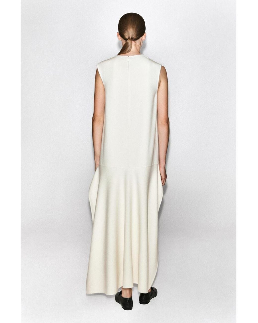COS Natural Dropped-Waist Double-Faced Wool Dress