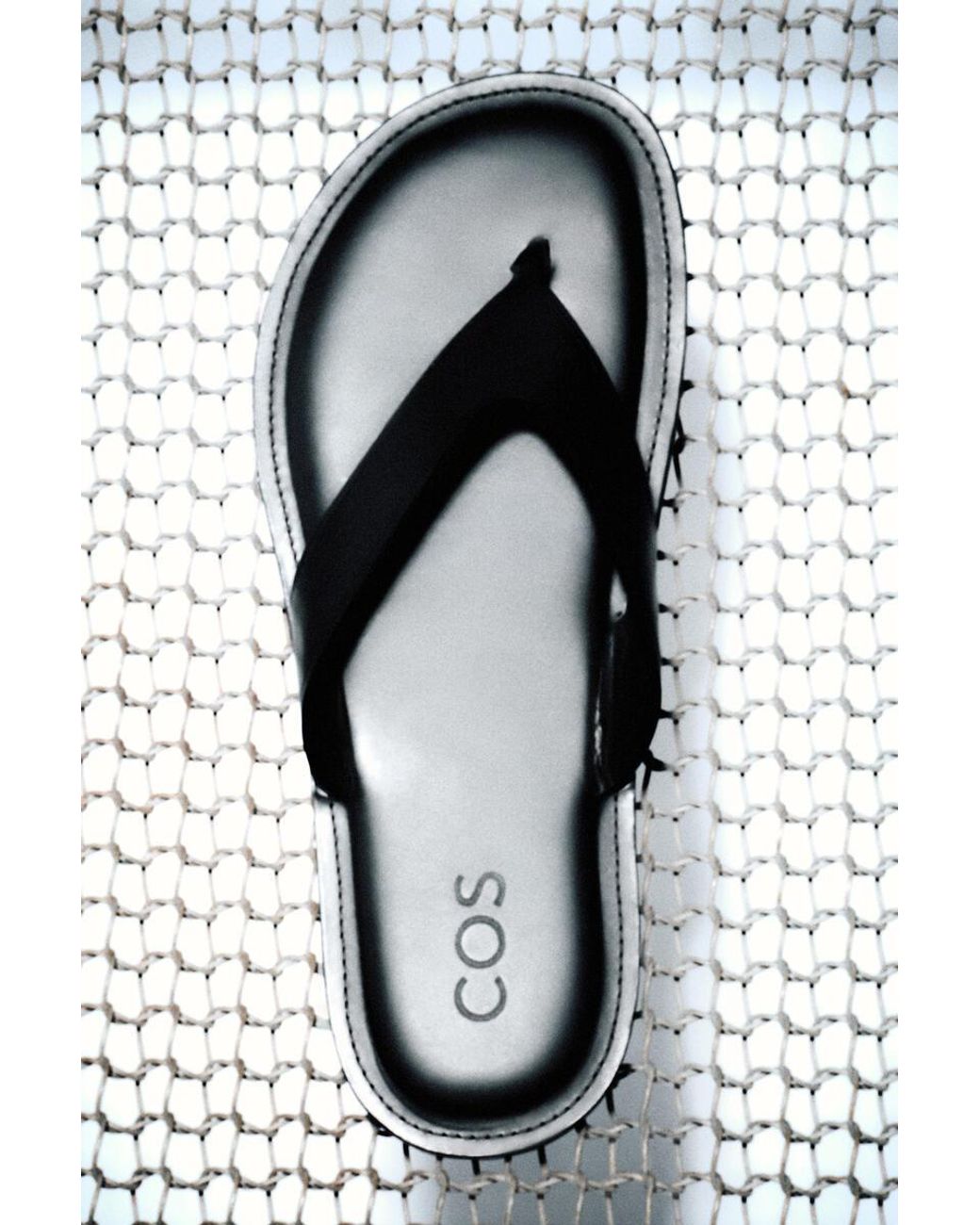 COS White Leather Flip Flops for men