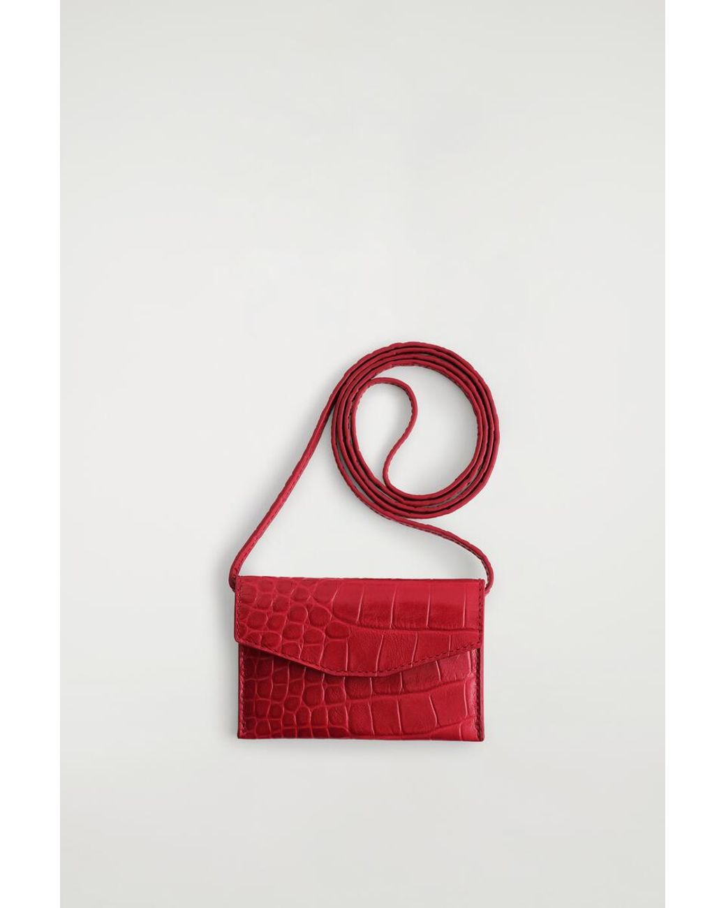 COS Red Croc-Effect Leather Cardholder