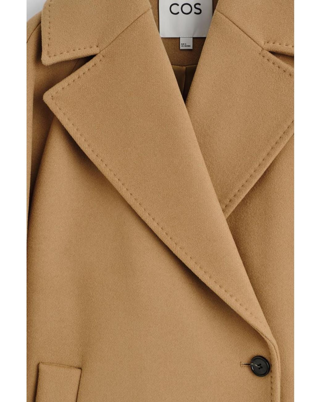 COS Natural Oversized Double-Breasted Wool Long Coat