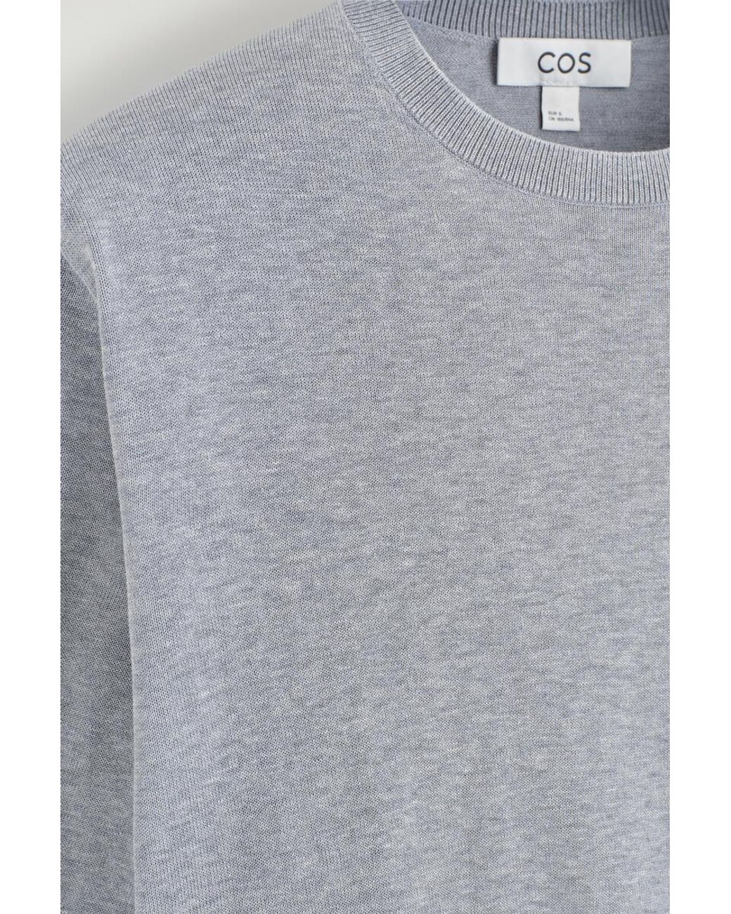 COS Gray Sculpted-Shoulder Silk-Cotton T-Shirt