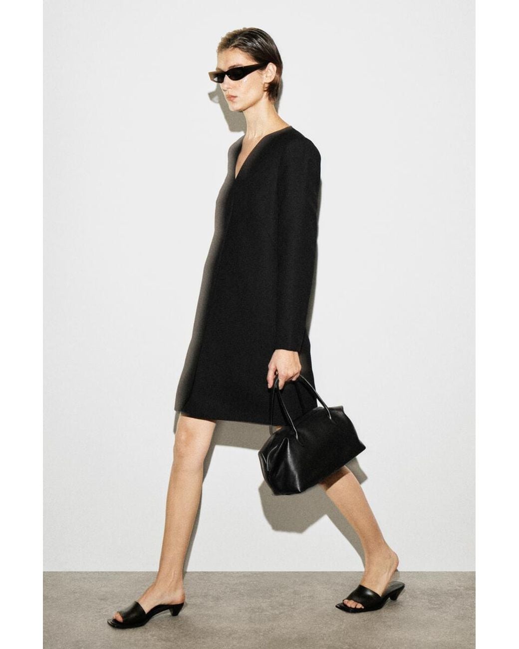 COS Black Tailored Wool-Blend Mini Dress