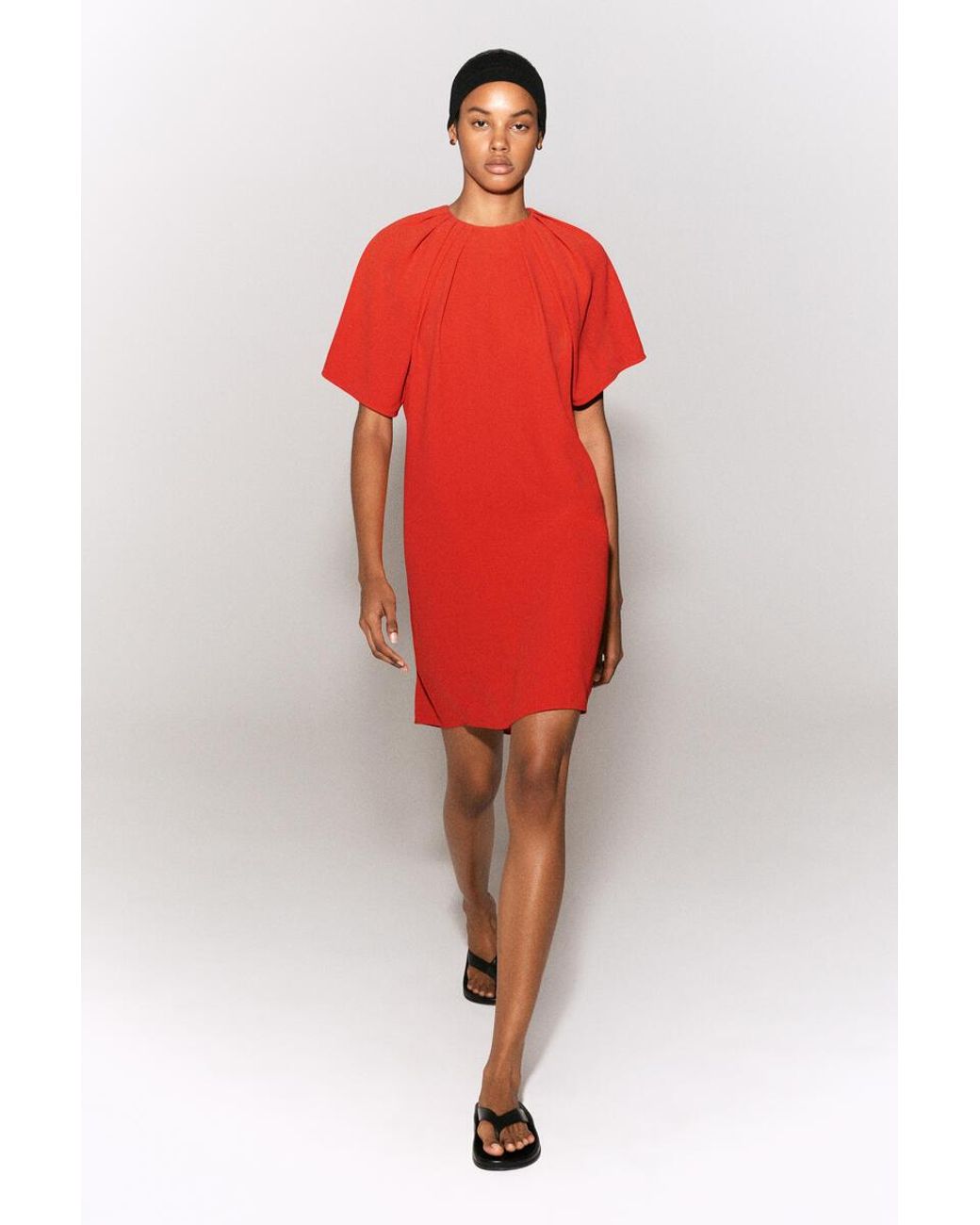 COS Gathered Short-Sleeved Mini Dress