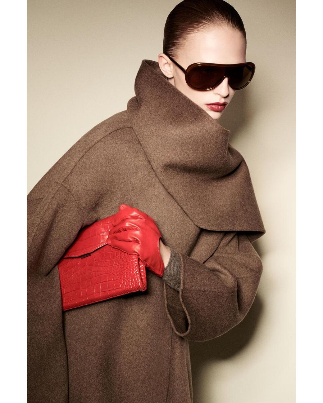 COS Brown Double-Faced Wool-Blend Scarf Jacket