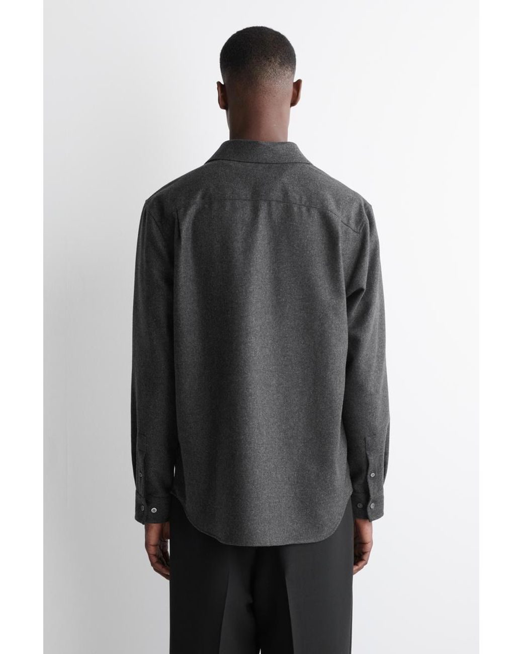 COS Black Relaxed Wool-Flannel Shirt for men