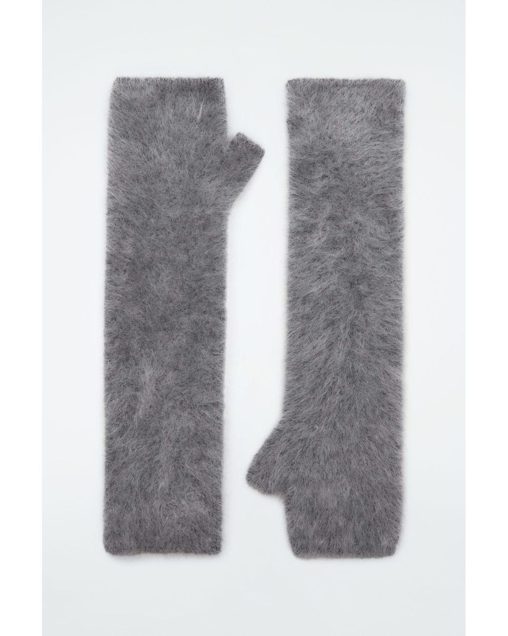 COS Brushed-cashmere Fingerless Gloves in Gray | Lyst