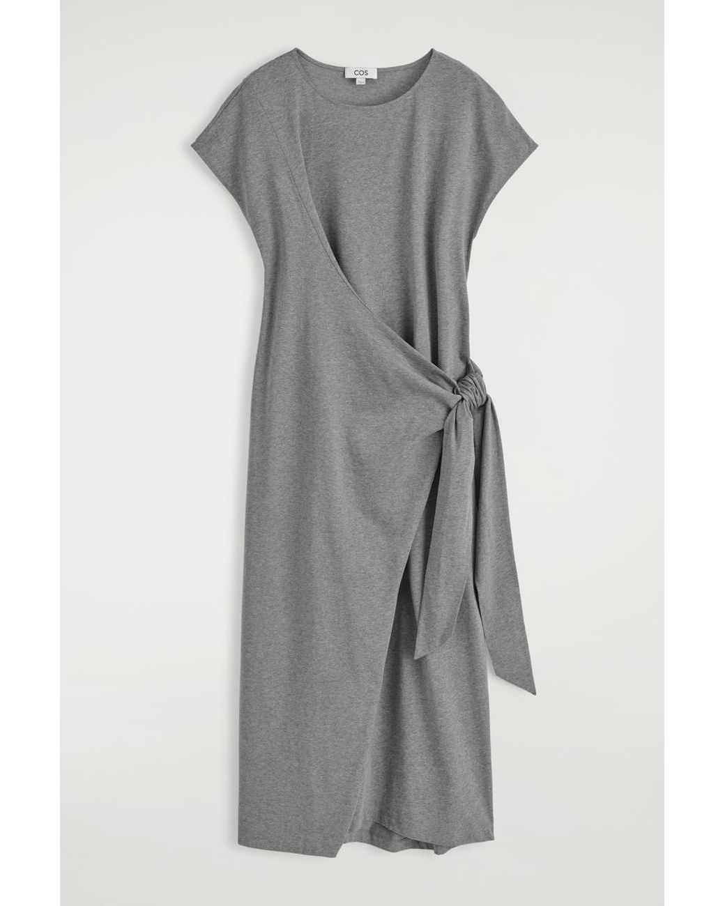 COS Gray Wrap-Front T-Shirt Dress
